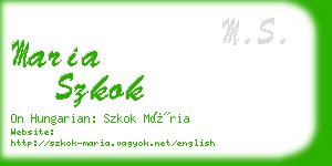 maria szkok business card